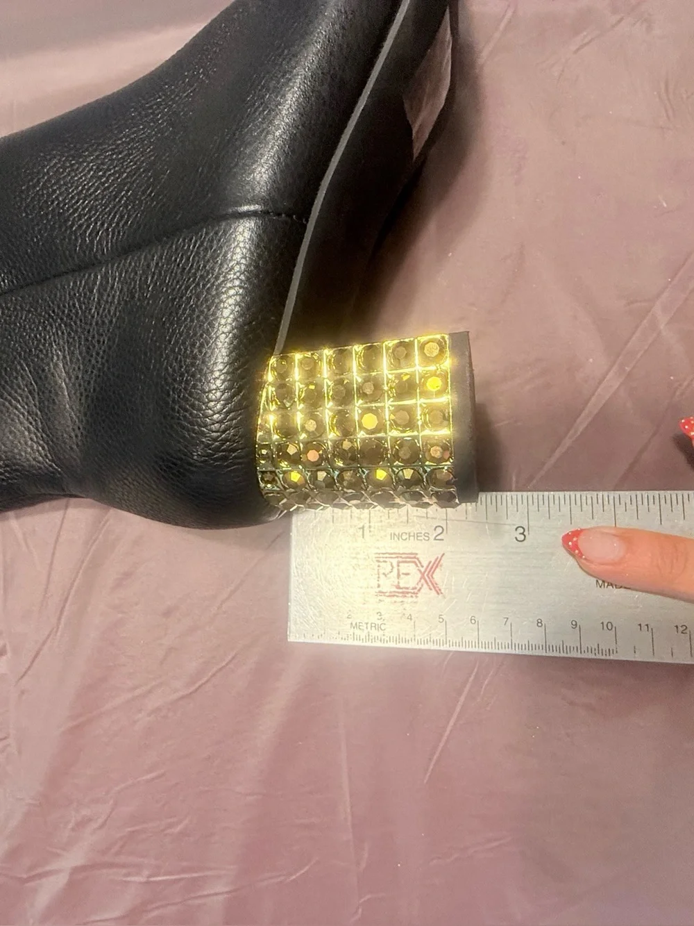 NWOT Kurt Geiger Mayfair Black Leather Over The Knee Boots Gold Heel Size 6.5